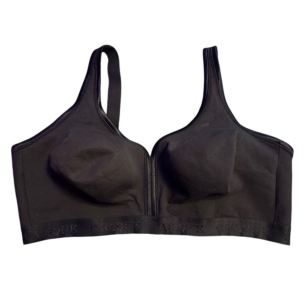 Cacique Wirefree T-Shirt Bra Black Unlined Full Coverage Full Figure 40DD